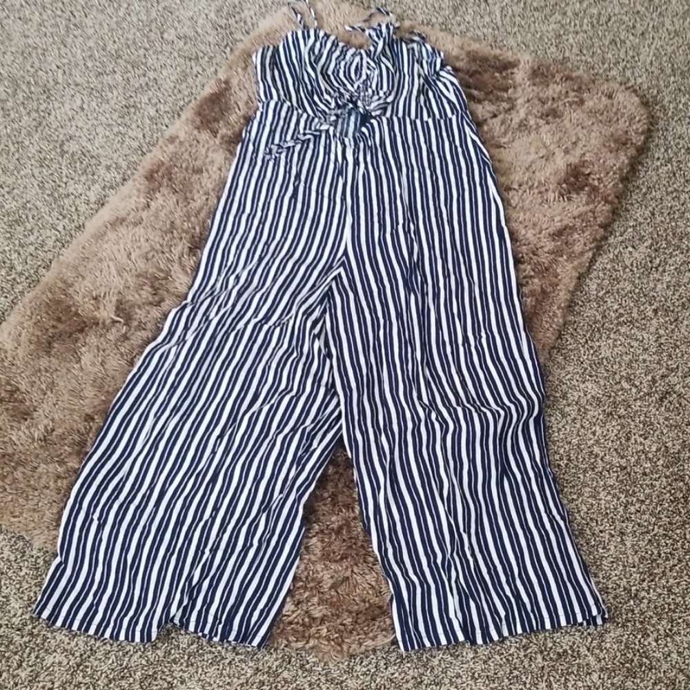 Navy Stripped Jumpsuit size M - Picture 4 of 7